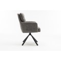 Designová retro otočná židle Dover s šedým čalouněním a opěrkami na ruce 92 cm