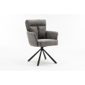 Designová retro otočná židle Dover s šedým čalouněním a opěrkami na ruce 92 cm
