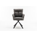 Designová retro otočná židle Dover s šedým čalouněním a opěrkami na ruce 92 cm