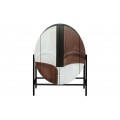 Luxusní etno barová skříňka Nandipha oválného tvaru s designem obličeje v hnědé a bílé barvě 120 cm