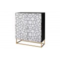 Designová černo bílá art deco barová skříňka Trencadia s dvojitými dvířky ozdobenými mozaikou 120 cm