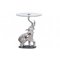 Designový art deco stříbrný kulatý příruční stolek Balarama s podstavou ve tvaru slona 75 cm