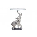 Designový art deco stříbrný kulatý příruční stolek Tierra Glam s podstavou ve tvaru slona 75 cm