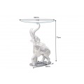Designový art deco stříbrný kulatý příruční stolek Balarama s podstavou ve tvaru slona 75 cm