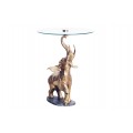 Designový zlatý glamour příruční stolek Balarama s figurou slona a skleněnou vrchní deskou 75 cm