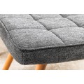 Skandinávská designová šedá čalouněná taburetka Scandinavia se světlými dřevěnými nožičkami 39 cm