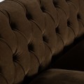 Luxusní koloniální dvojsedačka Vienna s hnědým prošívaným čalouněním v chesterfield stylu 228 cm