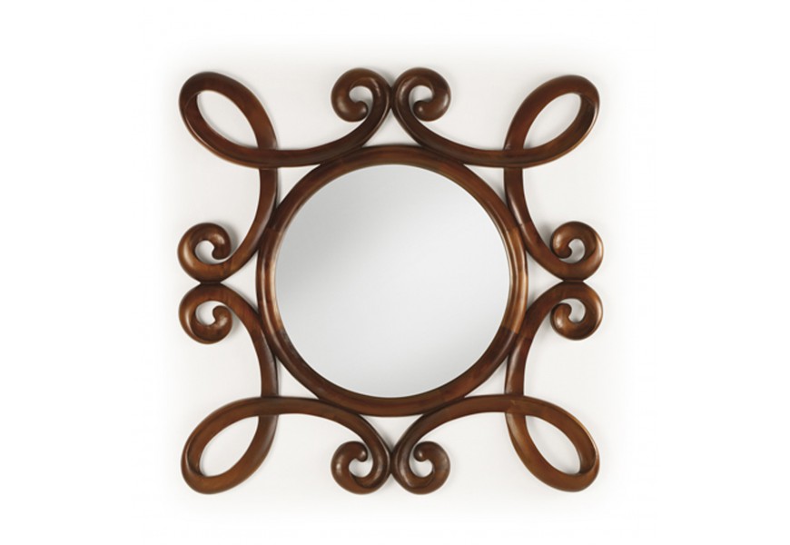 Rustikální nástěnné zrcadlo M-VINTAGE s rámem z mahagonového dřeva tmavohnědé barvy 100cm