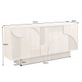 Designový art deco čtyřdveřový příborník Sonia s geometrickým reliéfem z běleného dřeva ve světle béžové barvě 170 cm