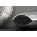Designová orientální sada plochých kulatých váza Konstantino s kovaným zdobením ve stříbrné barvě 44 cm