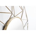 Designové art deco zlaté kulaté zrcadlo Xoia s kovovým rámem se vzdušným diamantovým designem 90 cm