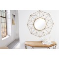 Designov&eacute; kulat&eacute; art deco zrcadlo Xoia s kovov&yacute;m r&aacute;mem s diamantov&yacute;m designem v matn&eacute; zlat&eacute; barvě 80 cm