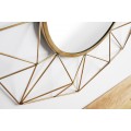 Designov&eacute; kulat&eacute; art deco zrcadlo Xoia s kovov&yacute;m r&aacute;mem s diamantov&yacute;m designem v matn&eacute; zlat&eacute; barvě 80 cm