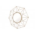 Designov&eacute; kulat&eacute; art deco zrcadlo Xoia s kovov&yacute;m r&aacute;mem s diamantov&yacute;m designem v matn&eacute; zlat&eacute; barvě 80 cm