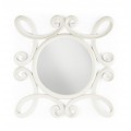 Rustikální nástěnné zrcadlo M-VINTAGE s rámem z mahagonového dřeva bílé barvy 100cm