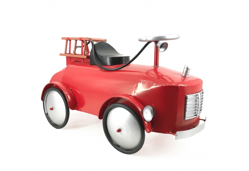 Designová červená retro dekorace Coche ve tvaru hasičského auta 72 cm