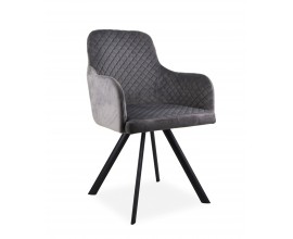 Designová čalouněná jídelní židle Mendy v tmavě šedé barvě s kovovými černými nožičkami 83 cm