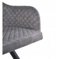 Designová čalouněná jídelní židle Mendy v tmavě šedé barvě s kovovými černými nožičkami 83 cm