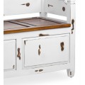 Designová vintage lavice Mindy z masivního dřeva v bílé a hnědé barvě 110 cm