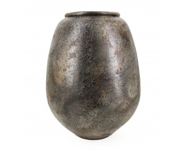 Designová vintage váza Masiela z terakoty s metalickou povrchovou úpravou ve zlaté barvě s tmavou patinou 48 cm