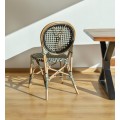 Designová ratanová zahradní židle Bistro s hnědým rámem a stylovým černo-bílým výpletem 92 cm