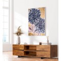 Moderní designový obraz Hortense v odstínech fialové se zlatými detaily s motivem hortenzií 122 cm