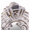 Orientální bílé vintage nástěnné zrcadlo Ayesha s ornamentálním zdobením a obloukovým rámem 60 cm