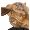 Designová etno hnědá dekorace Rhino z masivního dřeva s černým podstavcem 45 cm