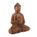 Stylová dekorace Buddha v etno stylu z masivního suarového dřeva v hnědé barvě s orientálním nádechem