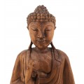 Stylová etno dekorace Buddha z masivního dřeva v hnědé barvě s orientálním nádechem 50 cm