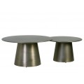 Designový art deco set konferenčních stolků Mariel v šedé kovové barvě 80 cm