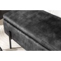 Moderní šedá designová lavice Irvin s úložným prostorem a sametovým čalouněním 100 cm