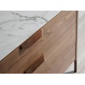 Luxusní moderní komoda Forma Moderna z hnědého ořechového dřeva s vrchní deskou s designem kalkatského mramoru 120 cm