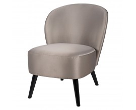 Moderní elegantní šedé křeslo Vanessa s pěnovým čalouněním a potahem ze saténu bez bočních opěrek se zešikmeným černým kovovým nohama