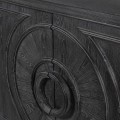 Luxusní artdeco příborník Onyx obdélníkového tvaru z masivního černého dřeva se čtyřmi dvířky s kruhovými ornamenty 210 cm