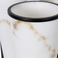 Luxusní moderní šestiramenný lustr Lilliana s černou matnou konstrukcí a stínítky s bílým alabastrovým designem 78 cm