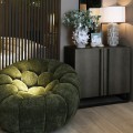 Luxusní moderní otočné křeslo Poppy s designovým prošíváním a potahem s příměsí vlny v malachitové zelené barvě 110 cm