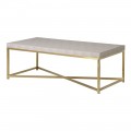 Stylový glamour konferenční stolek se zlatými nožičkami a koženou deskou v béžové barvě s art deco nádechem 60 cm