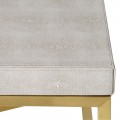 Stylový glamour konferenční stolek se zlatými nožičkami a koženou deskou v béžové barvě s art deco nádechem 60 cm