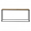 Designový příruční stolek Gold Iron s obdélníkovou vrchní deskou ve zlaté barvě as černou kovovou podstavou 100 cm
