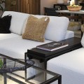 Moderní industriální příruční stolek Black Iron se strukturovanou obdélníkovou deskou a kovovou podstavou černá 104 cm