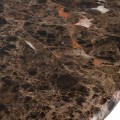 Luxusní mramorový oválný jídelní stůl Piedra s deskou z hnědého mramoru Emperador a černou kovovou nohou 180 cm