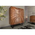 Designová barová masivní dvoudveřová skříňka Viento v art deco stylu v hnědé barvě 120 cm