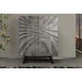 Designová art deco masivní dvoudveřová barová skříňka Viento v šedé barvě s černými kovovými nožičkami 120 cm