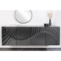 Stylový čtyřdvířkový černý masivní art deco tv stolek Cumbria s 3D vzorem a dvěma poličkami 180 cm