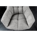Stylová bouclé otočná jídelní židle Mariposa v šedé barvě s černými kovovými nožičkami 83 cm