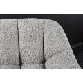Stylová bouclé otočná jídelní židle Mariposa v šedé barvě s černými kovovými nožičkami 83 cm