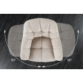 Designová čalouněná jídelní otočná bouclé židle Mariposa v béžové barvě s kovovými černými nožičkami 83 cm