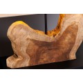 Designová masivní stolní lampa Hypnotic s podstavou z naturálního hnědého teakového dřeva a kovu s béžovým stínítkem 50 cm