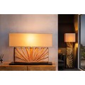 Moderní designová stolní lampa Adduro s černou kovovou podstavou s naturálním dřevěným prvkem a béžovým stínítkem 60 cm